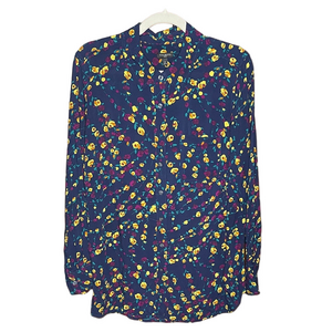 Talbots 1X Blue Floral Blouse